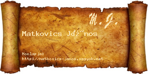Matkovics János névjegykártya