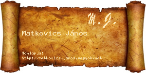 Matkovics János névjegykártya
