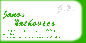 janos matkovics business card